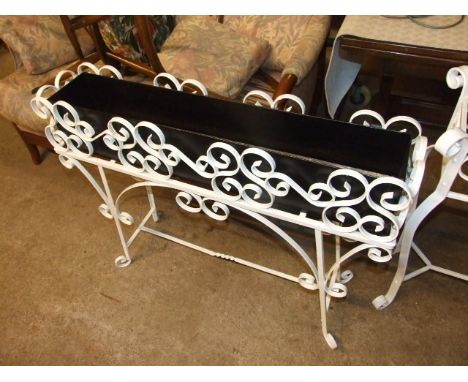 Rectangular Wrought Iron Planter with metal liner 37 x 8 inches 27 tall