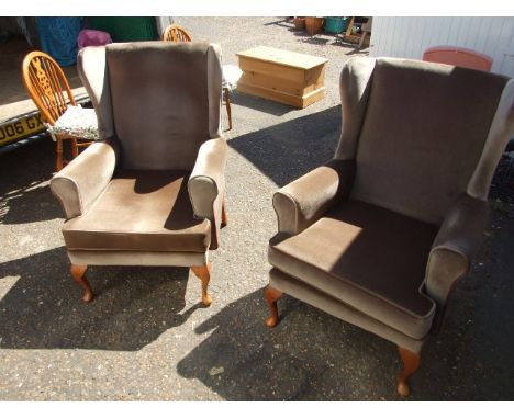 2 Vintage Wing back armchairs for reupholstery