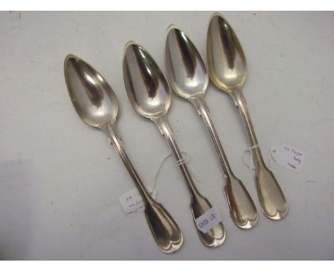 4 SILVER SERVING SPOONS BELGIUM 1831-1868 (340 GRAMS)