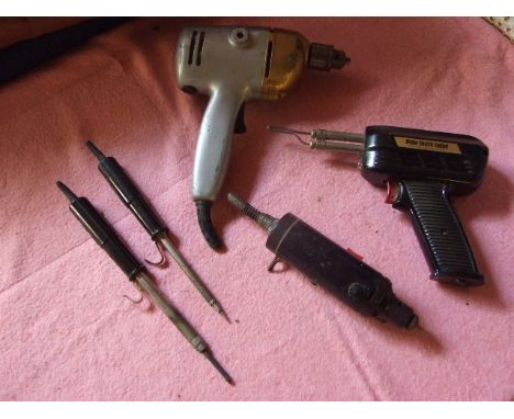 Vintage Drills &amp; Soldering Guns ( sold as collectors / display items ) wiring cut off