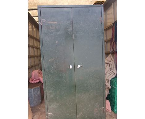 Retro Vintage 2 Door Steel Cabinet with adjustable steel shelves. 3 ft wide 71 inches tall and 18 deep.