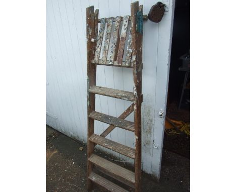 2 Vintage wooden step ladders ( sold as decorative/ display item )