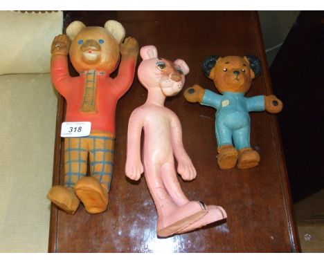 3 Vintage Rubber Figures