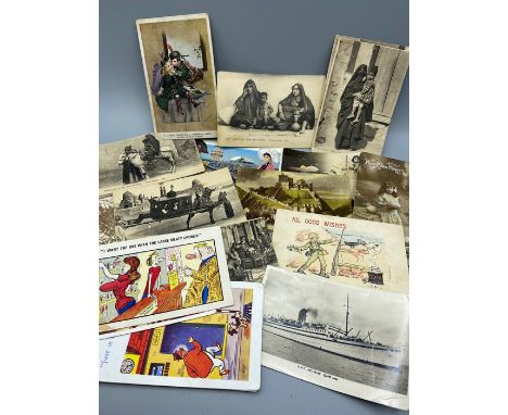 COLLECTION OF 20 VINTAGE POSTCARDS TO INCLUDE SOME WWII, SOME SAUCY AND SOME OF EGYPT 