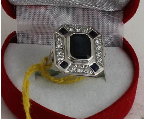 Art Deco style sapphire and diamond ring 