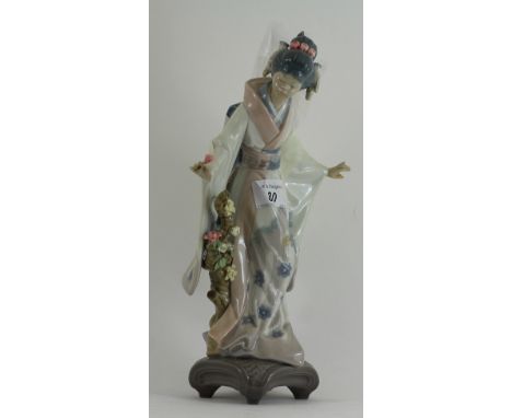 Lladro figurine of Geisha girl with umbrella accessory 