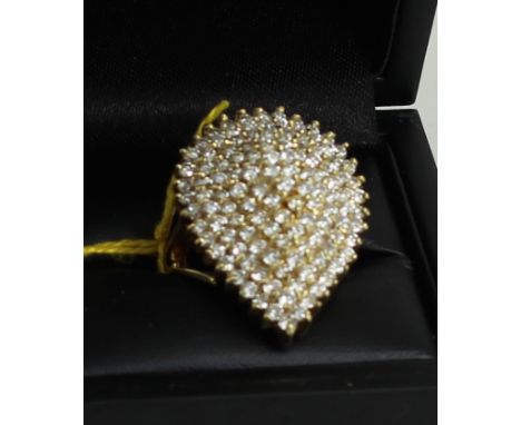 14ct yellow gold large diamond cluster ring 3.2cts approx 