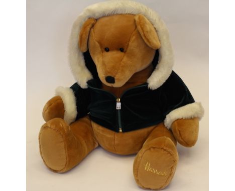 Large Harrods Bear with green hoodie 