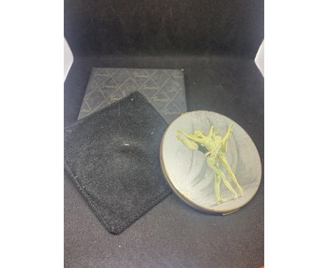 A RARE 1950'S CECIL GOLDING ENAMEL POWDER COMPACT WITH CASE AND BOX 