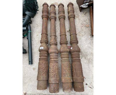 FOUR CAST IRON RAILING POSTS 