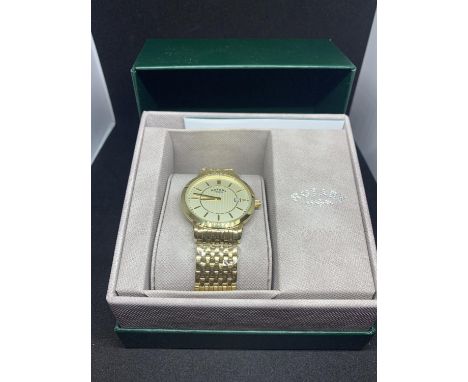 A NEW AND BOXED ROTARY WRIST WATCH IN WORKING ORDER 