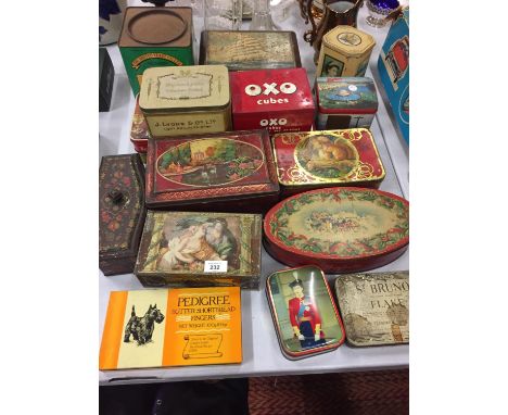 A LARGE COLLECTION OF VINTAGE TINS TO INCLUDE OXO CUBES 