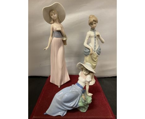 THREE FIGURINES, TWO NAO BY LLADRO AND A CASADES EXAMPLE 