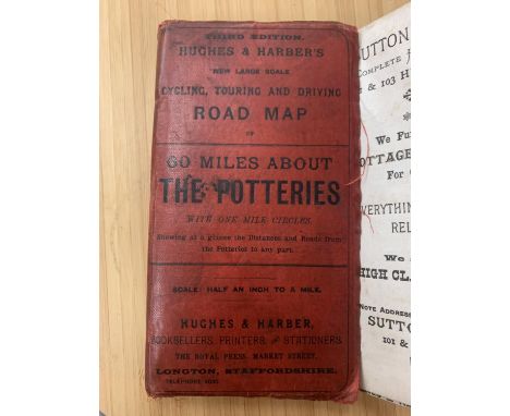 A THIRD EDITION HUGHES AND HARBER'S NEW LARGE SCALE CYCLING, TOURING AND DRIVING ROAD MAP '60 MILES ABOUT THE POTTERIES...' 