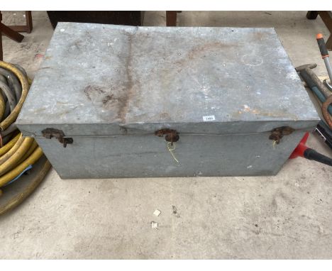 A LARGE GALVANISED TRUNK 