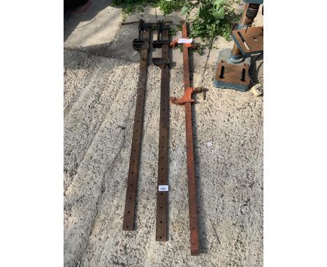 A PAIR OF SASH CLAMPS AND A FURTHER SASH CLAMP 
