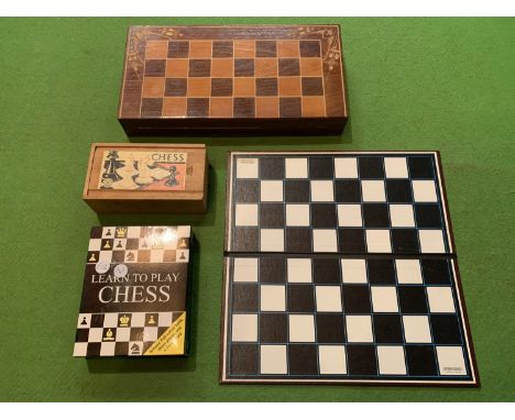A CHESS BOARD TO ALSO INCLUDE A 'LEARN TO PLAY CHESS' BOOK AND CHESS PIECES AND ANOTHER 