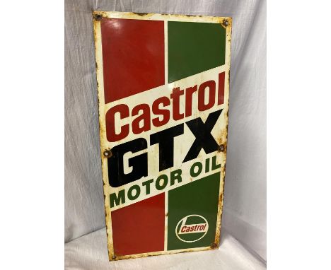 A CASTROL GTX MOTOR OIL ENAMEL SIGN 30CM X 60CM 