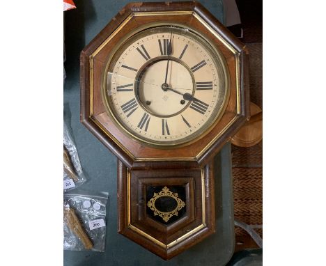 AN ANSONIA WALL CLOCK (GLASS AND FACE A/F) 
