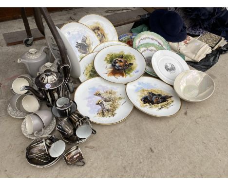 AN ASSORTMENT OF CERAMIC WARE TO INCLUDE PLATES AND TEA SERVICE ITEMS ETC 
