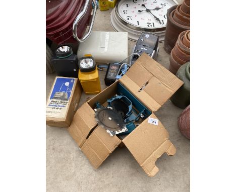 AN ASSORTMENT OF ITEMS TO INCLUDE A LABEL PRINTER, A FINISHING SANDER AND CUTTING DISCS ETC 