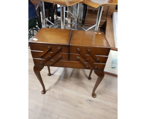 VINTAGE MAHOGANY CANTILEVER SEWING BOX