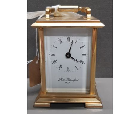 BRASS BLANDFORD CARRIAGE CLOCK WITH KEY