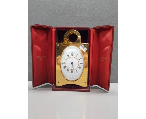 JEAN ROULET BRASS CARRIAGE CLOCK IN ORIGINAL BOX