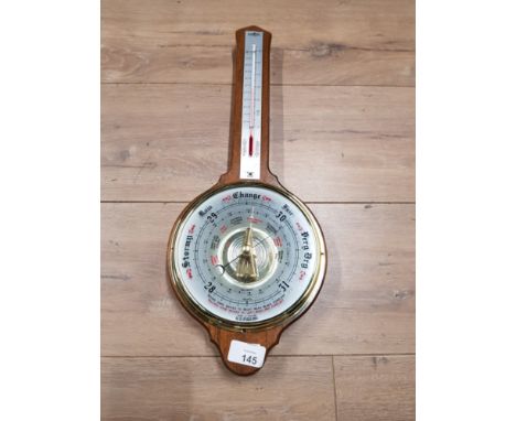 OAK FRAMED BAROMETER WITH BRASS EFFECT DIAL