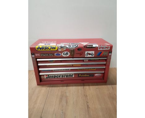A RED STACK-ON TOOL CHEST