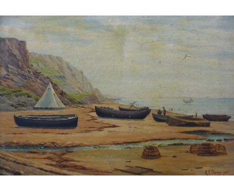 A.E. Champ, seascape, oil on canvas, dated 1904, 35 x 50cms, framed 