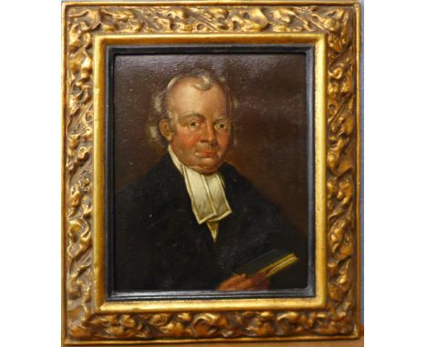 English School (19th Century), portrait of a clergyman, oil on board, 40 x 33cms, framed 