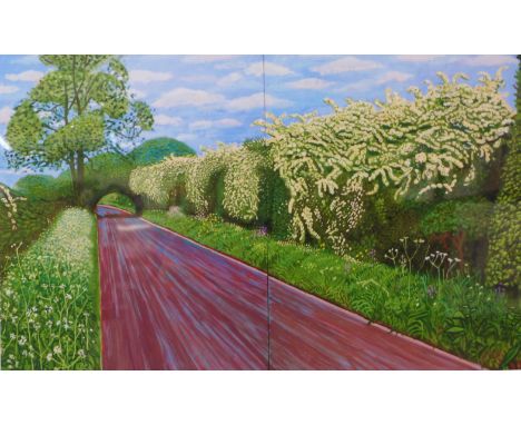 A pair of David Hockney prints, 16 x 32cms, framed 