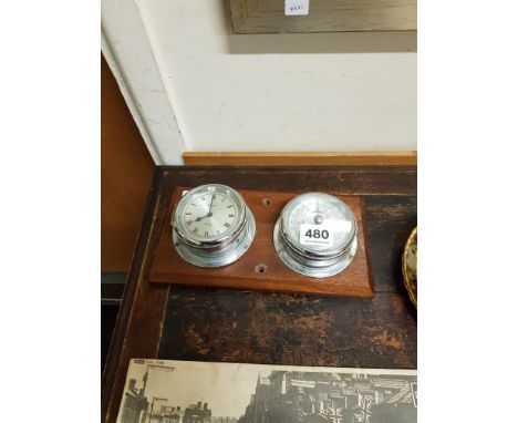 ANTIQUE BAROMETER AND CLOCK 