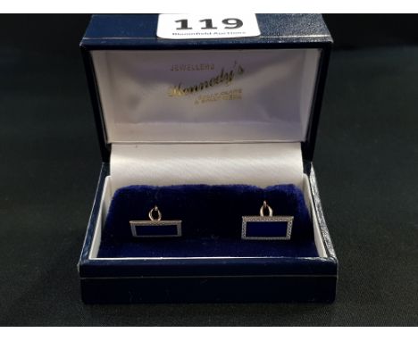 ART DECO 9CT GOLD AND BLUE ENAMEL CUFFLINKS