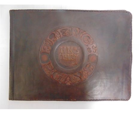 AN ALBUM OF ORIGINAL ARTWORK  in an embossed leather album, the cover marked 'FRENCH PLAYS / HHS 1927', containing ink silhou