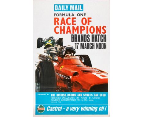 AUTOMOBILIA - A BRITISH MOTOR-RACING POSTER 'DAILY MAIL FORMULA ONE RACE OF CHAMPIONS BRANDS HATCH 17 MARCH NOON'  after artw