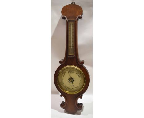 19th century onion top wheel barometer by Negretti &amp; Zambra, London, 83cm long