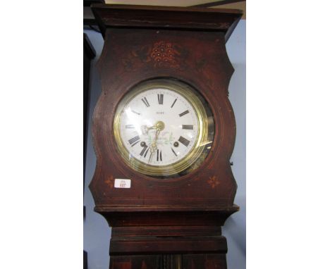 Deby a Lubersac - a 19th century painted pine cased regulator longcase clock, the convex enamelled dial with black Roman nume