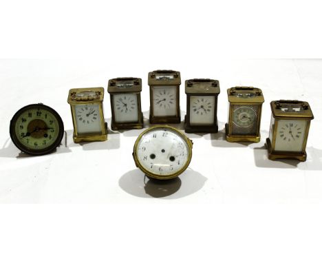 Box of various Victorian and other carriage clocks, clock movements etc