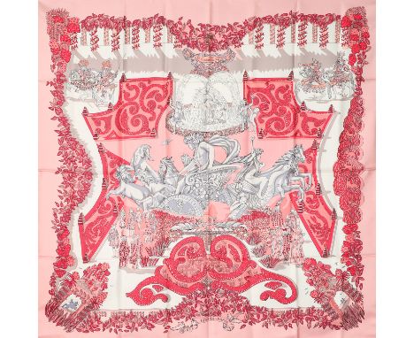 HERMÈS Seidencarré "LE PARADIS DU ROY", by Annie Faivre, Entwurf erstmals erschienen 1989. Akt. NP.: 495,-€. 100% Seide. Der 