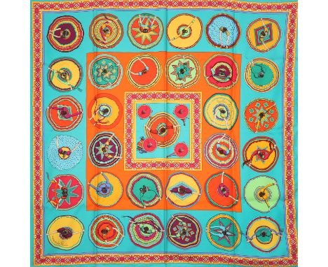 HERMÈS Seidencarré "BELLES DU MEXIQUE". by Virginie Jamin, Entwurf erstmals erschienen 2007. Akt. NP.: 495,-€. 100% Seide. Mu