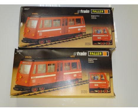 G Scale Model Railways: A pair of FALLER e-train 3827 Railbuses as lotted - G/VG in F/G boxes