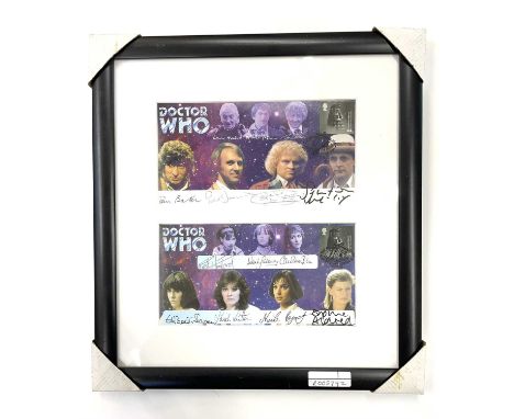 A pair of autographed Dr Who promotional stamp sheets from the 2000 Stamp Show, Earls Court and Dr Who's birthday 2000, Padbu