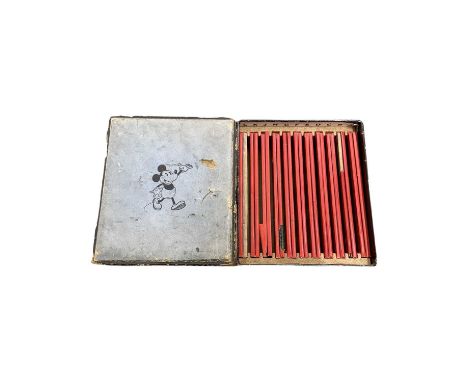 A boxed set of 22 1930s Mickey Mouse lantern slides by Ensign Ltd