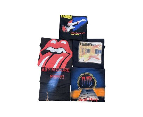 A mixed lot of official tour tshirts, to include: - The Rolling Stones - Urban Jungle - 1990 - Gary Moore - A Different Beat 