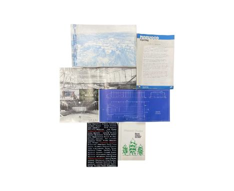 A collection of ephemera relating to Pinewood Studios, including a floor plan for the set of 'The Spy Who Loved Me'