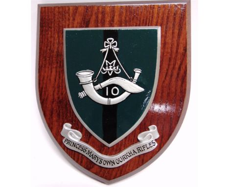 SIXTEEN GURKHA REGIMENTAL SHIELDS  comprising those for the 2nd K.E.O. Goorkhas; 7th DEO Gurkha Rifles; Gurkha Transport Regi