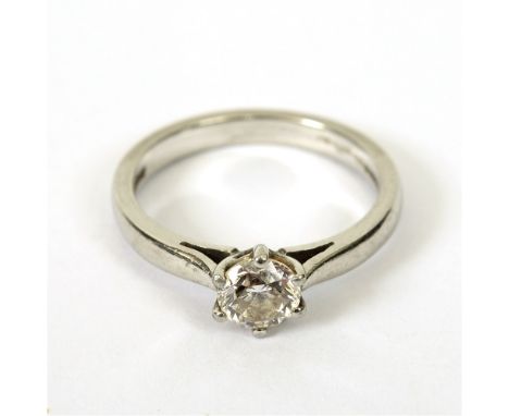 A SINGLE STONE DIAMOND PLATINUM RING the brilliant cut of approximately 0.7 carats, finger size M1/2, 4.9g gross