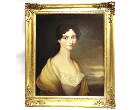 BRITISH SCHOOL (EARLY 19TH CENTURY)  Portrait of Mrs Schrichlow,  oil on canvas, unsigned, 73cm x 61cm.